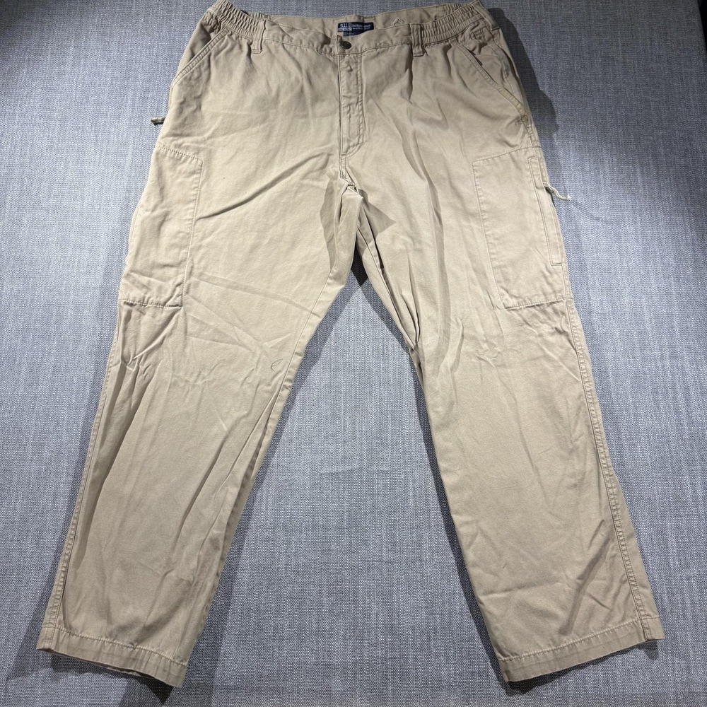 5.11 Tactical Cargo Pants‎ Mens 40x32 Beige Elastic Waist Workwear 74290